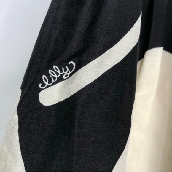 Lilly Pulitzer Party Skirt in Black Soirée Print w/ Removable Self-Tie Sash Bow - Picture 4 of 12